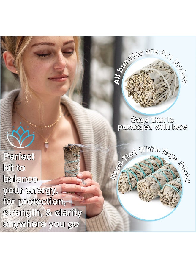 JL Local Handcrafted 4 Inch White Sage Sticks - Fresh, Natural California Sage Smudge Sticks with Instructions & Blessings - Wand Sage for Cleansing House Negative Energy & Other Smudging Rituals - Image 2